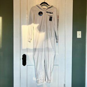H&M White NASA Cotton Zip Jumpsuit, Unisex Youth 12-14, Halloween or Loungewear